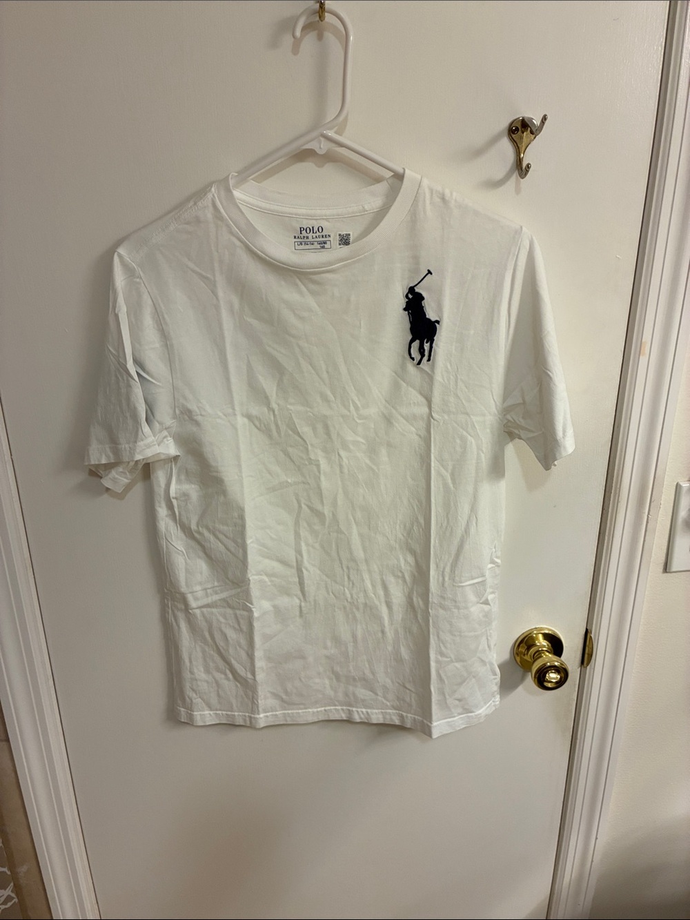 Polo by Ralph Lauren White Tee with Navy Pony Kids L 14-16